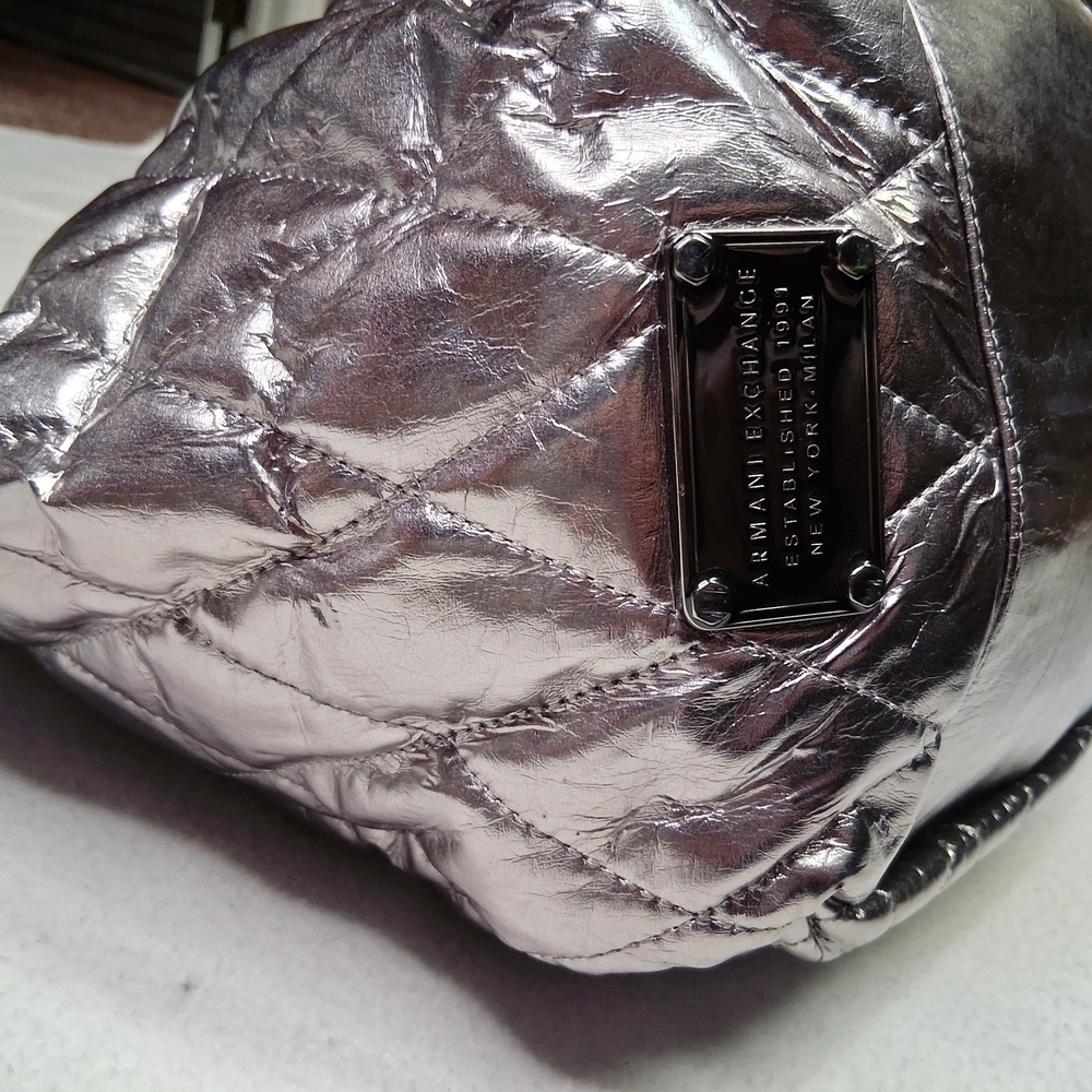 Armani Exchange Metallic Quilted Tote - Picture 6 of 8
